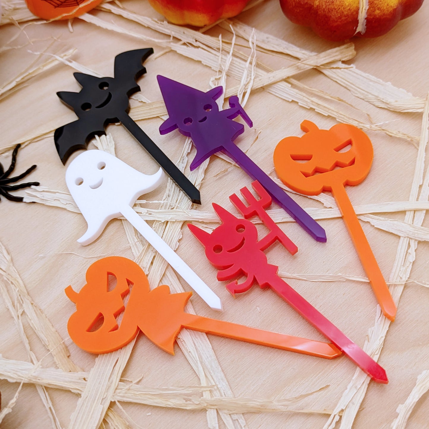 Cute Halloween Character Cupcake Toppers - Set of 6