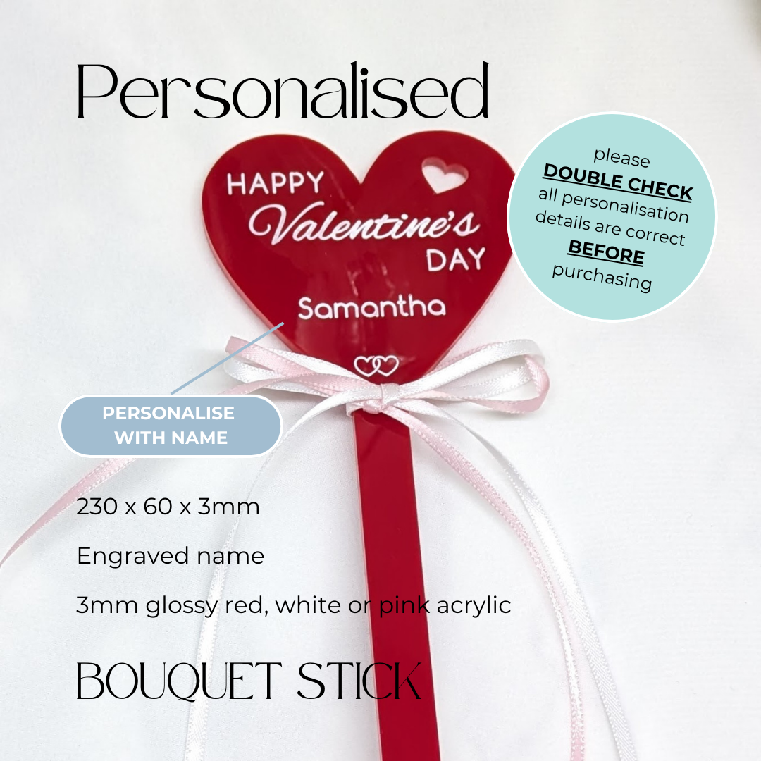 Personalised Happy Valentine's Day Bouquet Stick