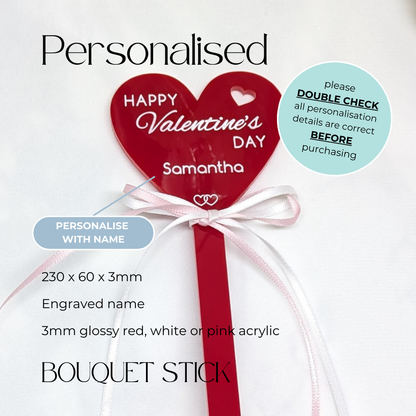 Personalised Happy Valentine's Day Bouquet Stick