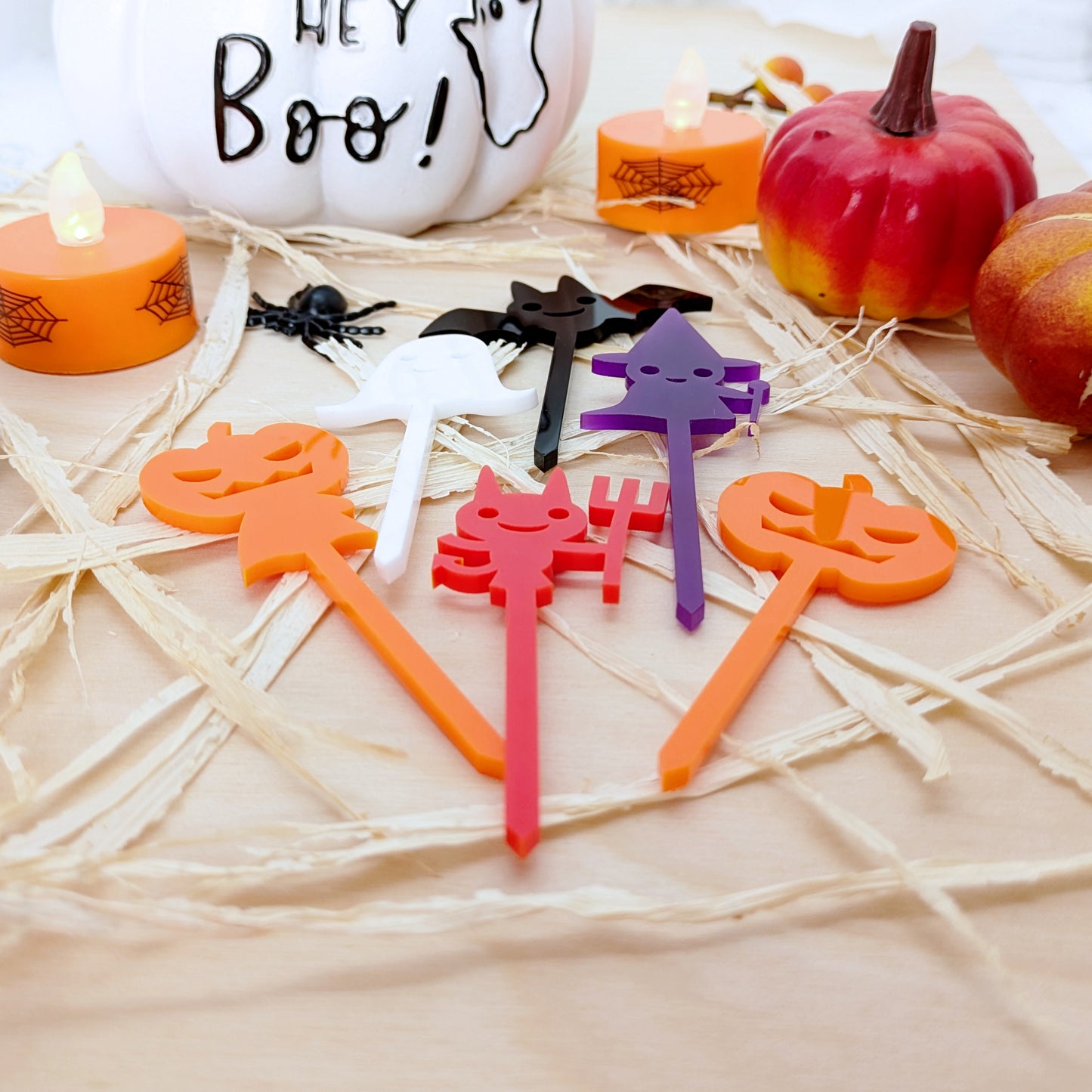 Cute Halloween Character Cupcake Toppers - Set of 6