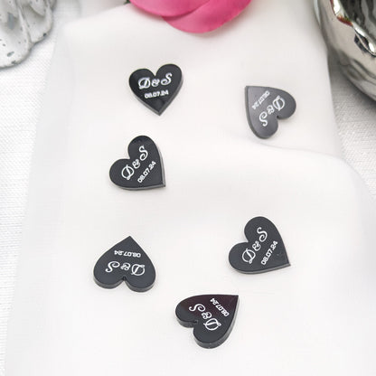 Personalised Hearts – Initials + Date, Black + White Table Confetti