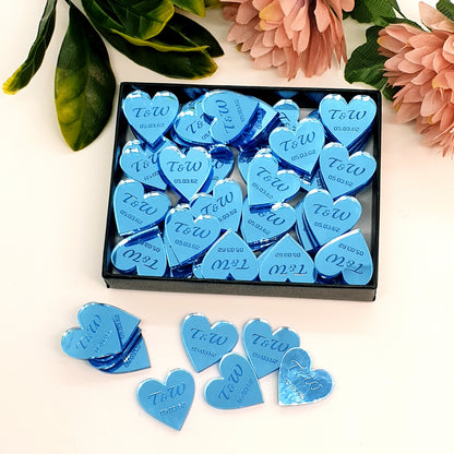 Personalised Hearts - Initials + Date, Mirror Acrylic