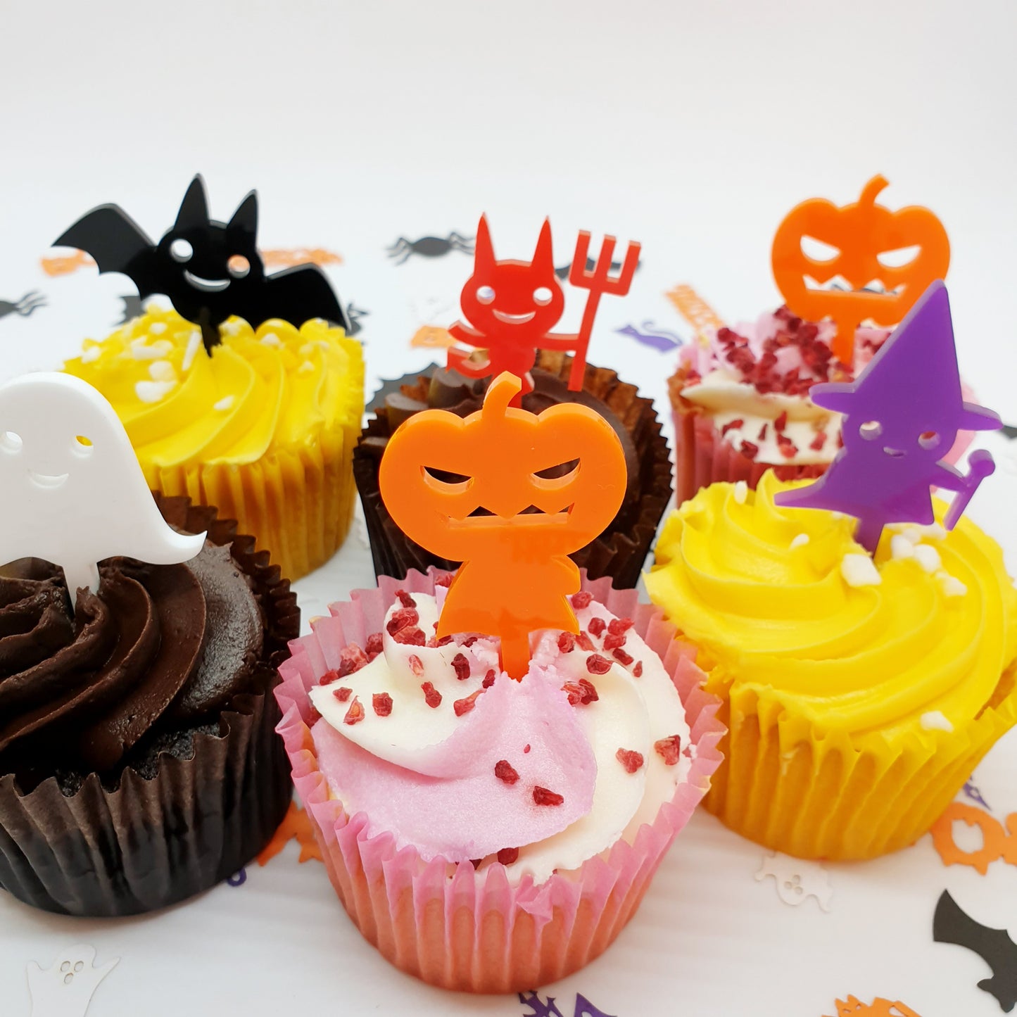 Cute Halloween Character Cupcake Toppers - Set of 6