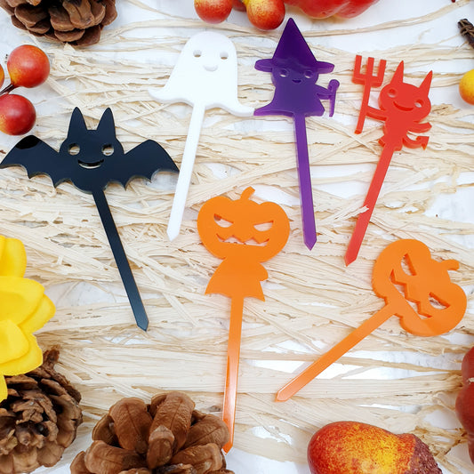 Cute Halloween Character Cupcake Toppers - Set of 6