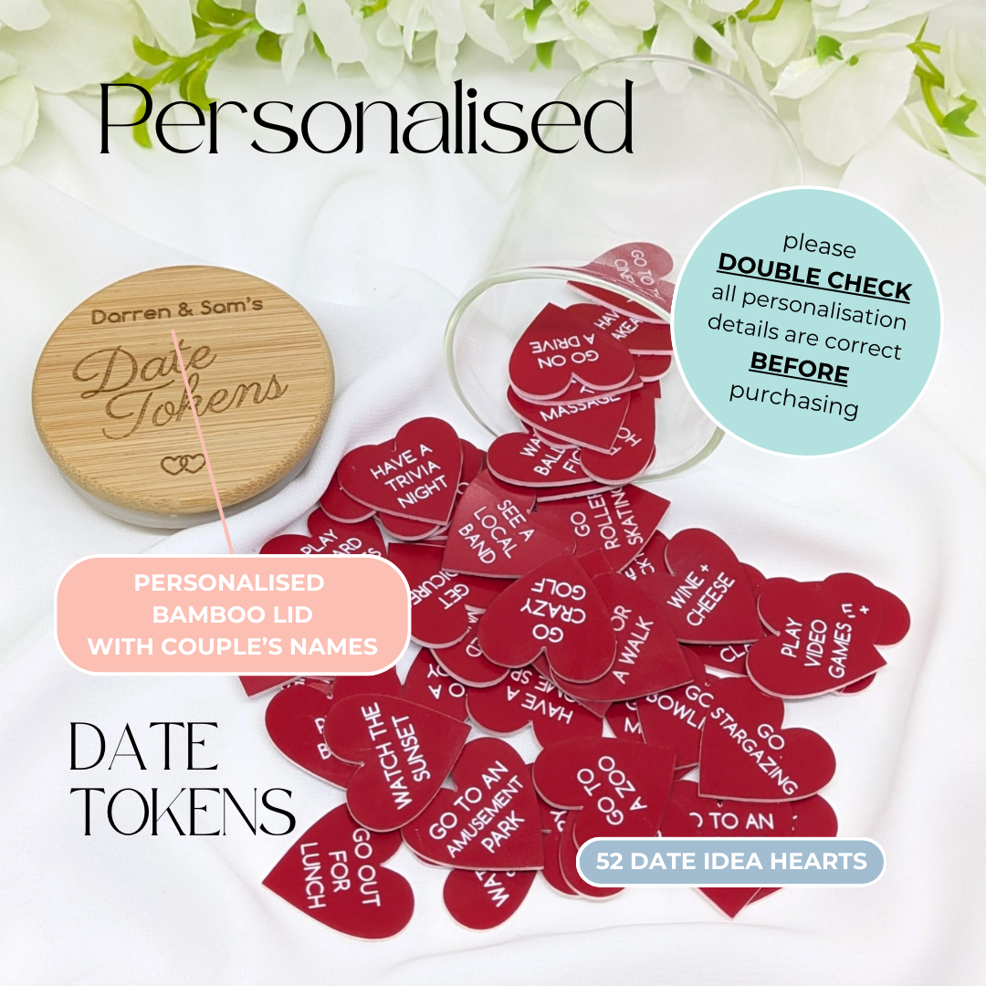 Heart Date Token Gift Jar – 52 Date Ideas