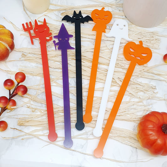 Cute Halloween Drink Stirrers - Set of 6