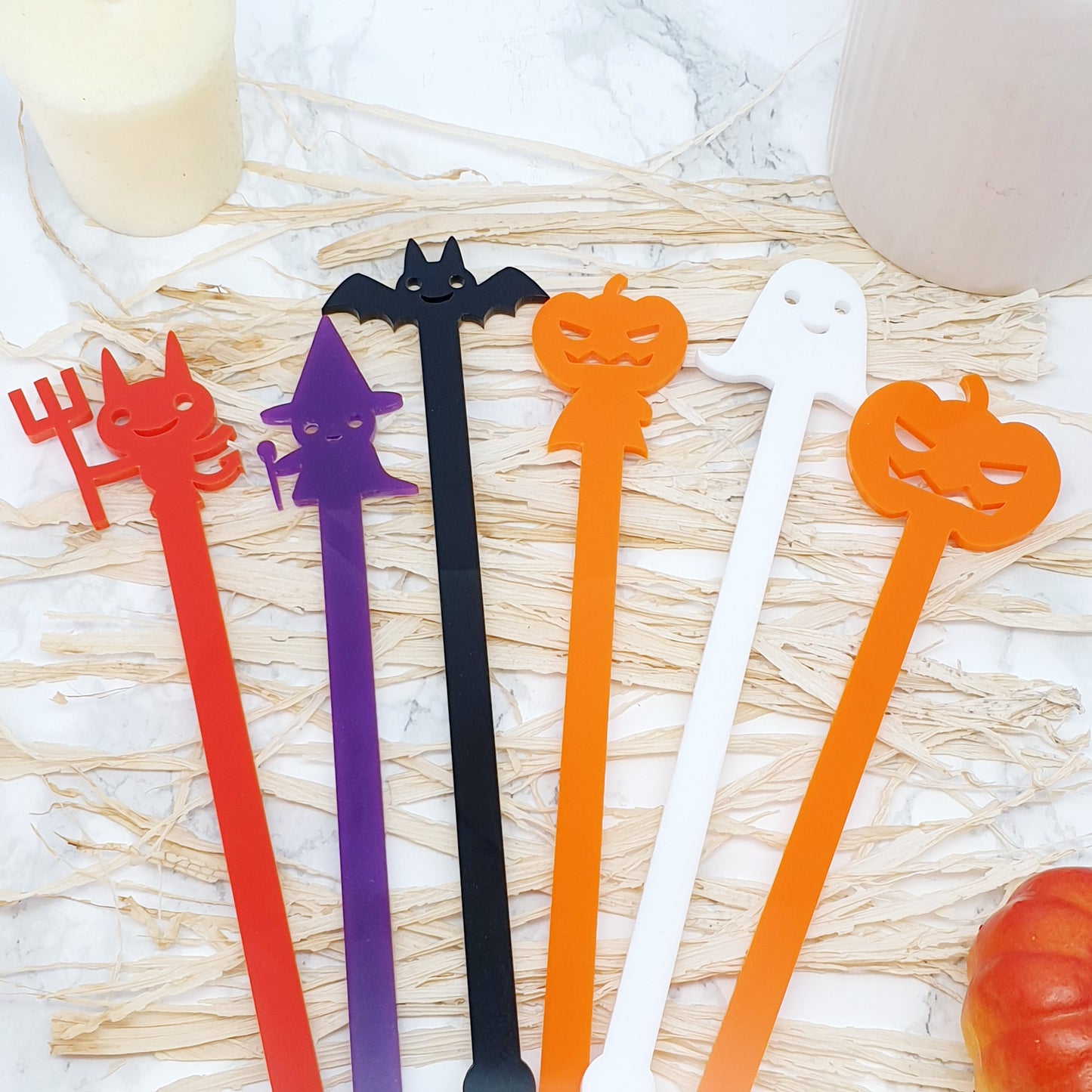 Cute Halloween Drink Stirrers - Set of 6