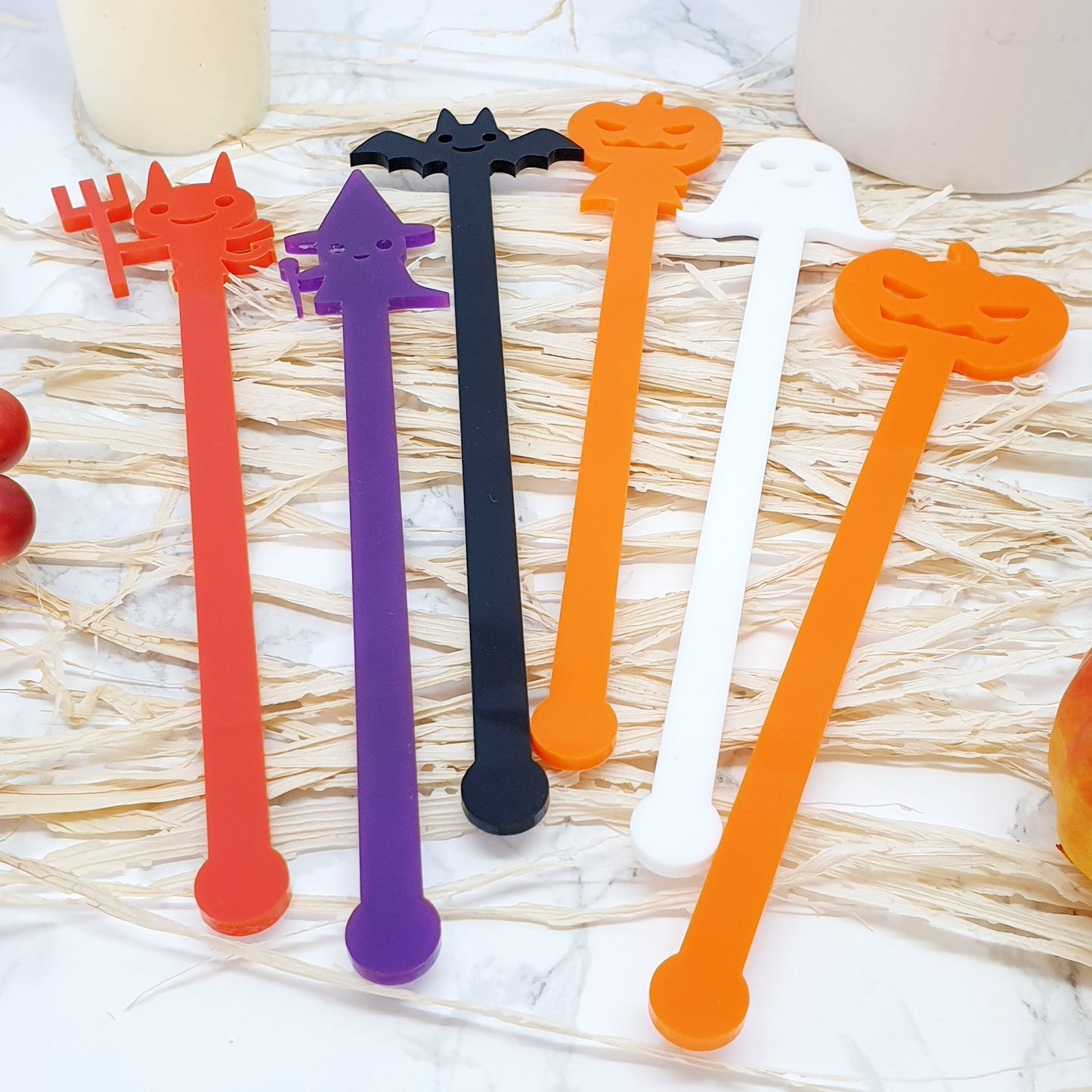 Cute Halloween Drink Stirrers - Set of 6