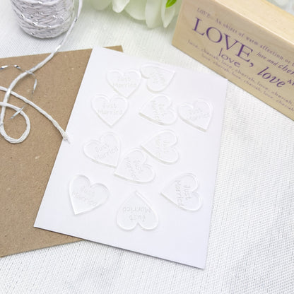 Just Married Hearts – Modern Table Confetti – Clear Acrylic