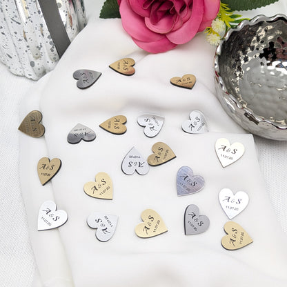 Personalised Hearts – Initials + Date, Metallic Gold + Silver