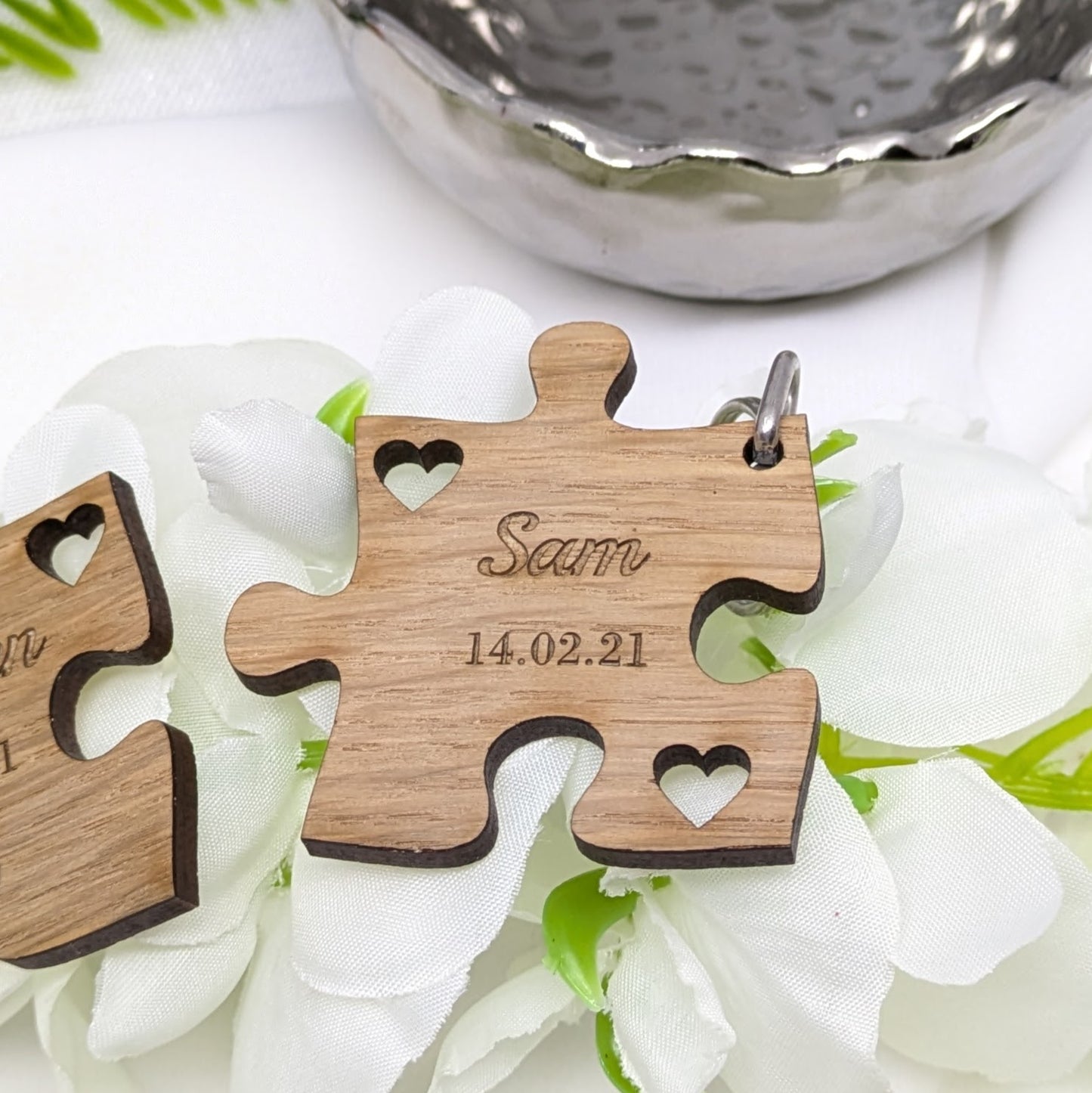 Couple's Personalised Jigsaw Puzzle Keyring Set