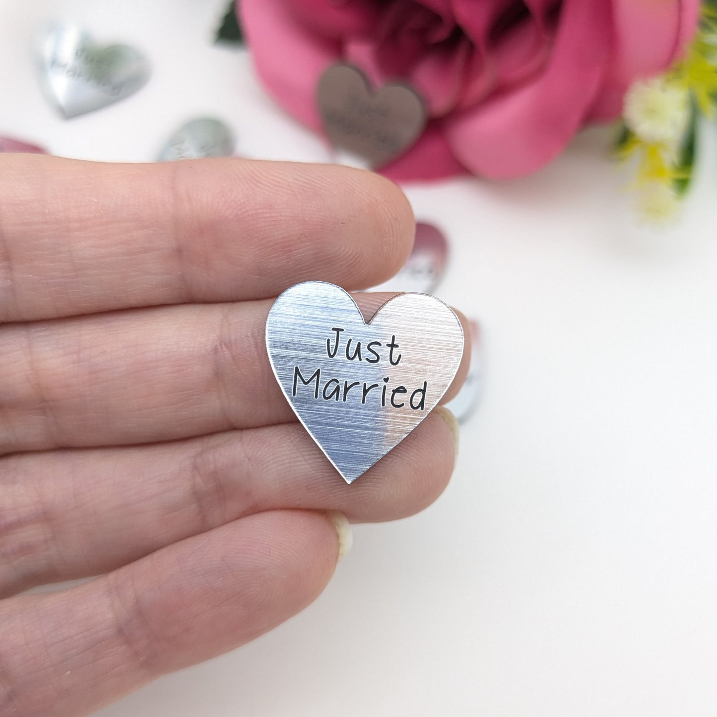 Just Married Hearts – Contemporary Table Confetti - Metallic Gold and Silver