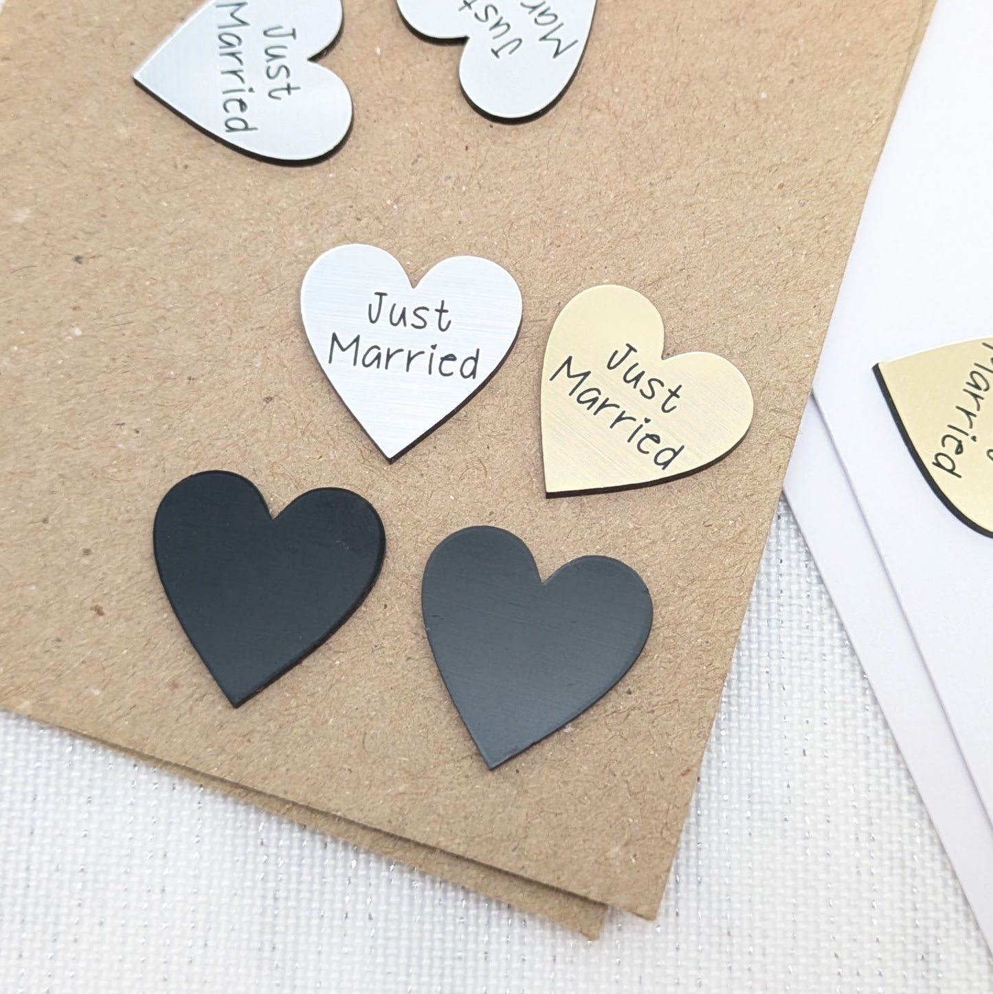 Just Married Hearts – Contemporary Table Confetti - Metallic Gold and Silver