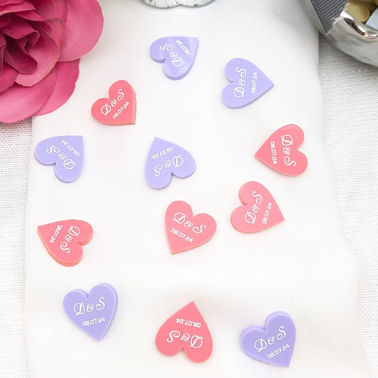 Personalised Hearts - Initials + Date, Sweet Pastel Table Confetti