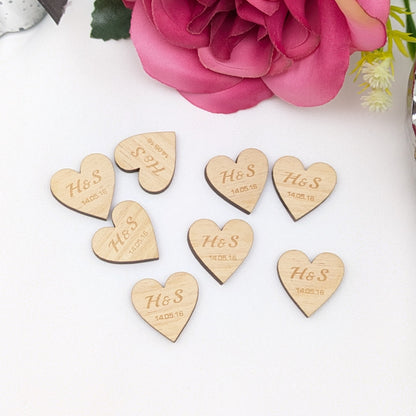 Personalised Wood Hearts – Initials + Date