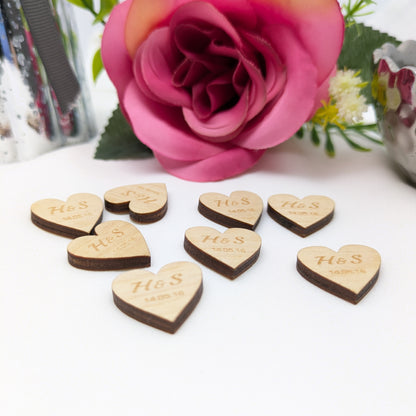 Personalised Wood Hearts – Initials + Date