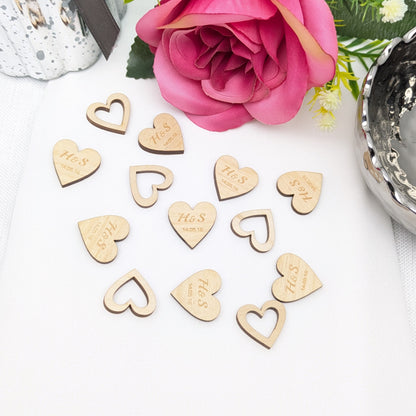 Personalised Wood Hearts – Initials + Date